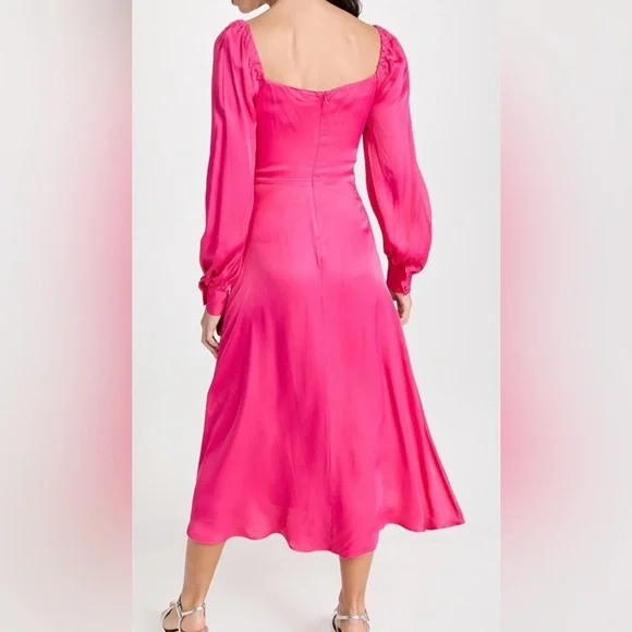 Farm Rio pink cutout long sleeve midi dress size small - Picture 2 of 8